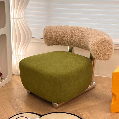 Modern Minimalist Rectangular Sherpa Fabric Iron Sponge Accent Chair Backrest For Living Room