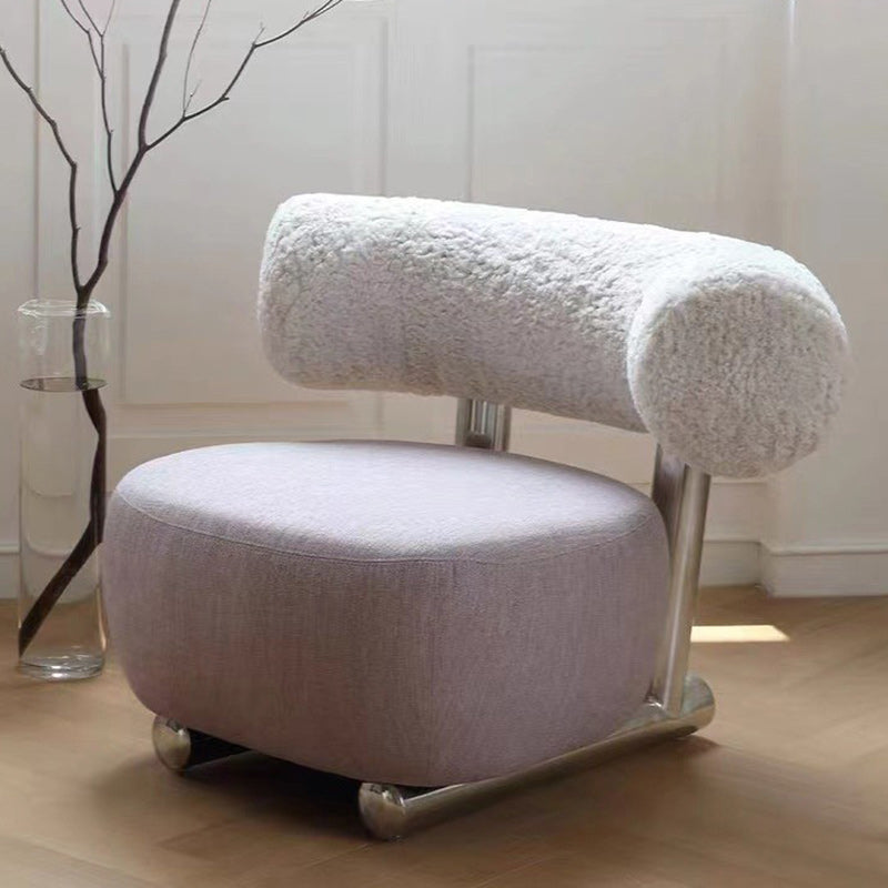 Modern Minimalist Rectangular Sherpa Fabric Iron Sponge Accent Chair Backrest For Living Room