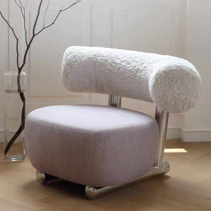 Modern Minimalist Rectangular Sherpa Fabric Iron Sponge Accent Chair Backrest For Living Room