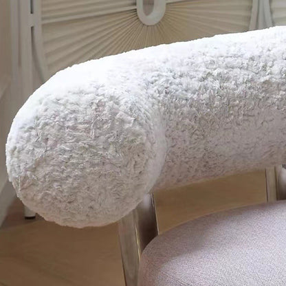 Modern Minimalist Rectangular Sherpa Fabric Iron Sponge Accent Chair Backrest For Living Room