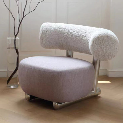 Modern Minimalist Rectangular Sherpa Fabric Iron Sponge Accent Chair Backrest For Living Room