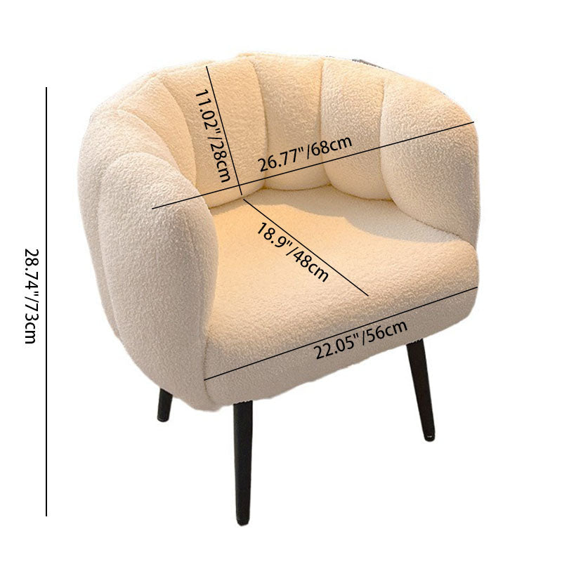 Modern Minimalist Curved Seat Cushion Sherpa Fabric Sponge Metal Vanity Stool Backrest Armrest For Bedroom