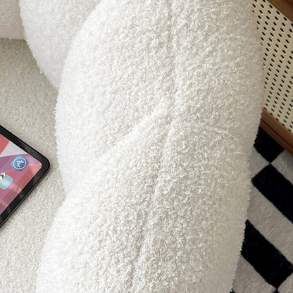 Modern Minimalist Curved Seat Cushion Sherpa Fabric Sponge Metal Vanity Stool Backrest Armrest For Bedroom