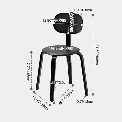 Modern Minimalist Round Seat Solid Wood Dining Chair Backrest For Dining Room