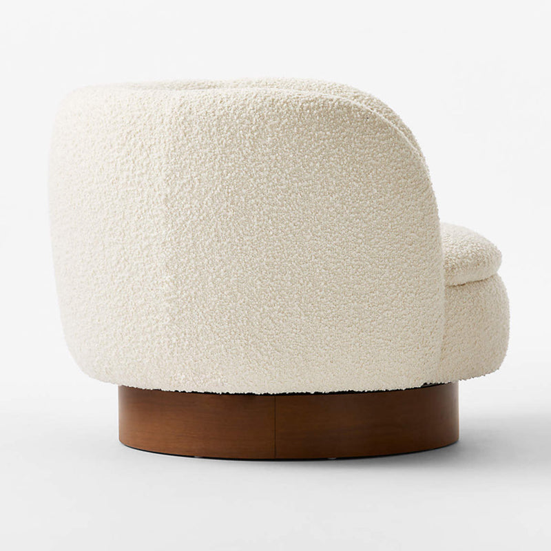 Modern Minimalist Round Cushion Sherpa Fabric Solid Wood Sponge Accent Chair Backrest Armrest For Living Room