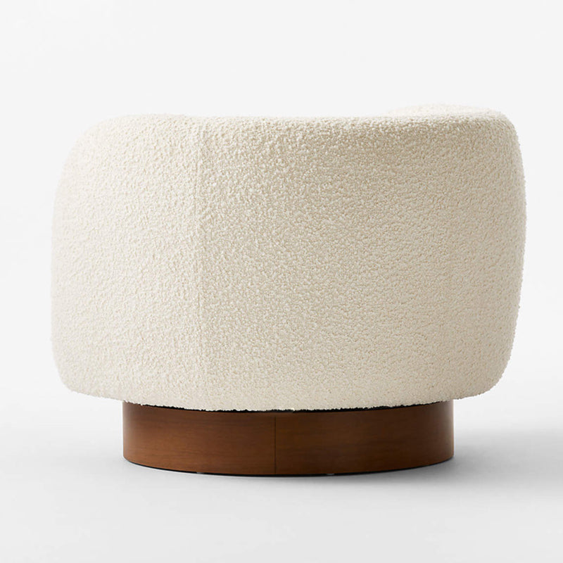 Modern Minimalist Round Cushion Sherpa Fabric Solid Wood Sponge Accent Chair Backrest Armrest For Living Room