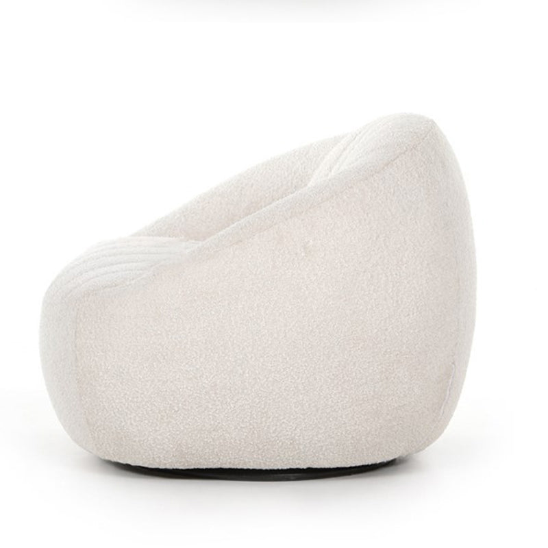 Modern Minimalist Curved Sherpa Fabric Solid Wood Sponge Accent Chair Backrest Armrest For Living Room