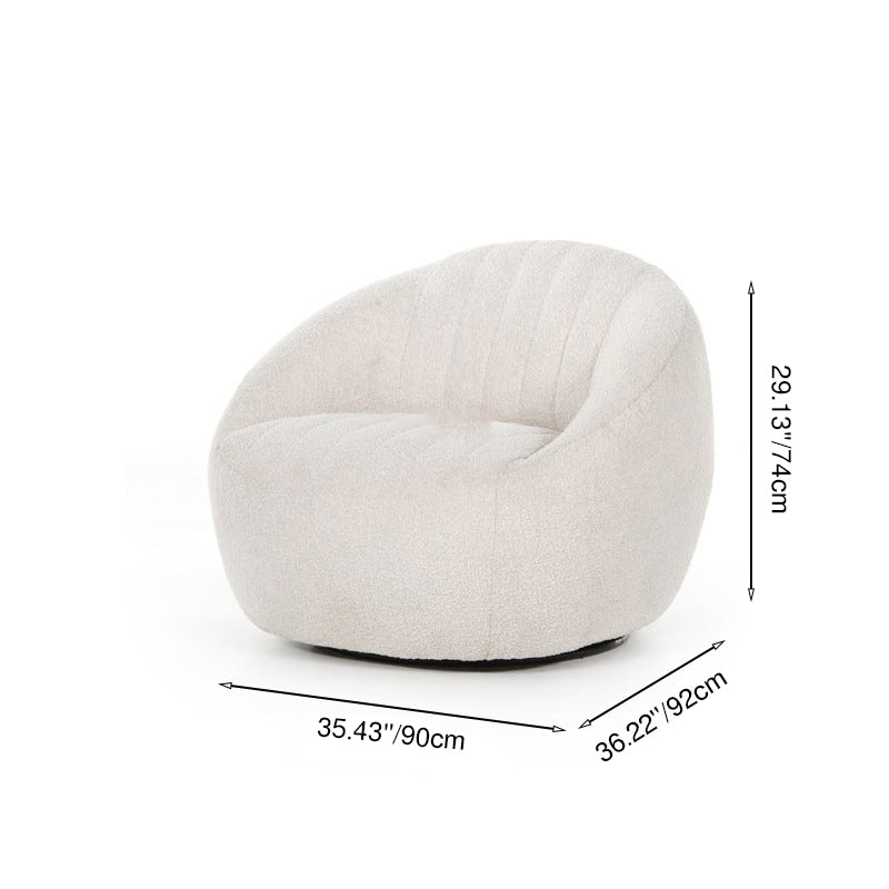 Modern Minimalist Curved Sherpa Fabric Solid Wood Sponge Accent Chair Backrest Armrest For Living Room