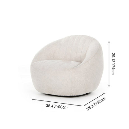 Modern Minimalist Curved Sherpa Fabric Solid Wood Sponge Accent Chair Backrest Armrest For Living Room