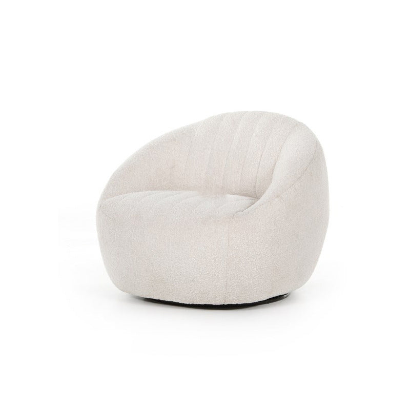 Modern Minimalist Curved Sherpa Fabric Solid Wood Sponge Accent Chair Backrest Armrest For Living Room