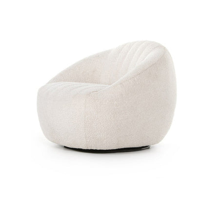 Modern Minimalist Curved Sherpa Fabric Solid Wood Sponge Accent Chair Backrest Armrest For Living Room