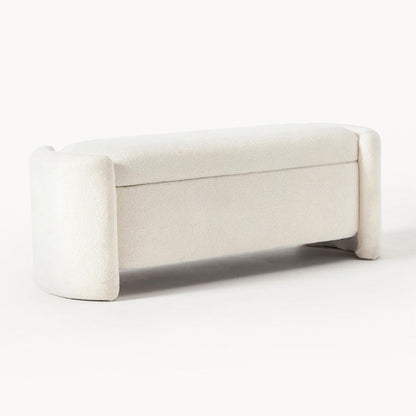 Modern Minimalist Rectangular Teddy Velvet Solid Wood Sponge Footstool For Living Room