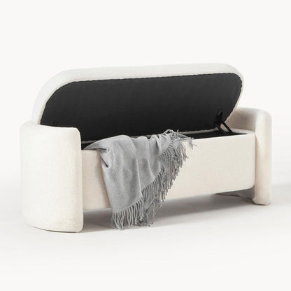 Modern Minimalist Rectangular Teddy Velvet Solid Wood Sponge Footstool For Living Room