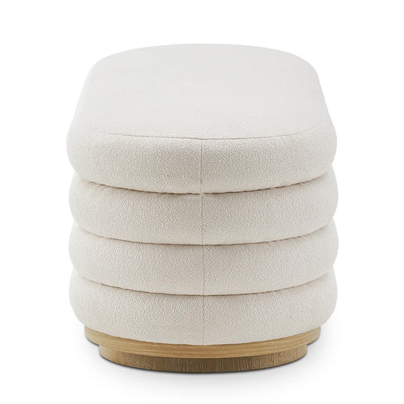 Modern Minimalist Oval Sherpa Fabric Solid Wood Sponge Footstool For Living Room
