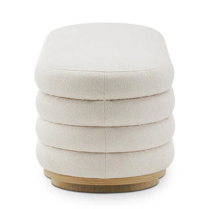 Modern Minimalist Oval Sherpa Fabric Solid Wood Sponge Footstool For Living Room