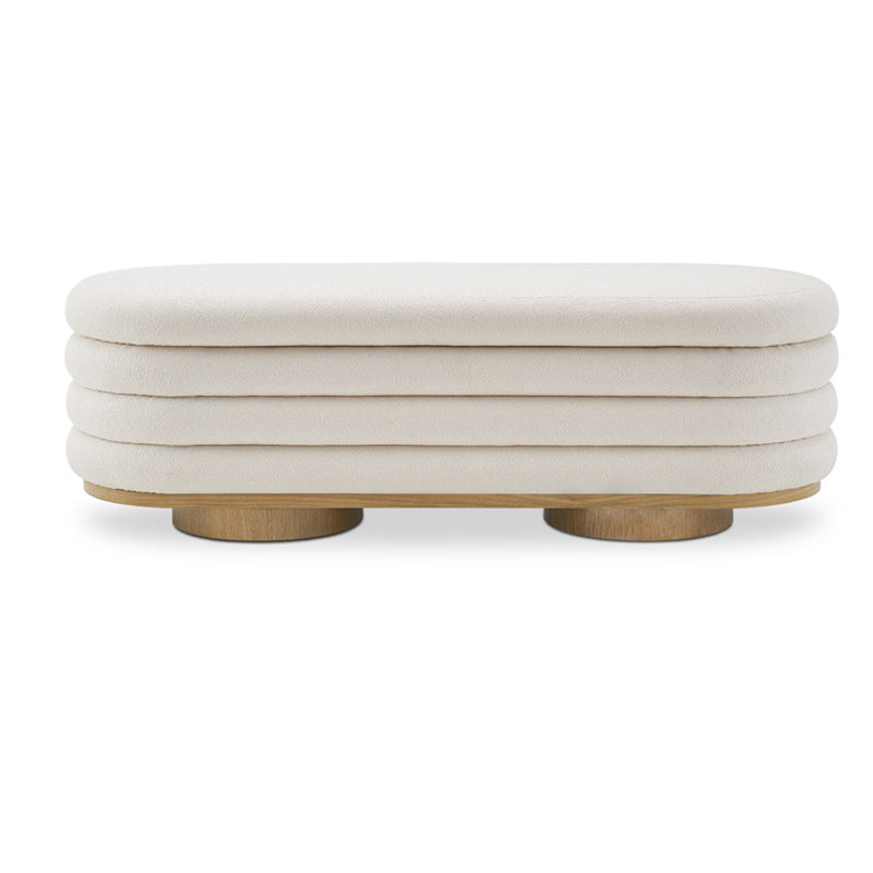 Modern Minimalist Oval Sherpa Fabric Solid Wood Sponge Footstool For Living Room