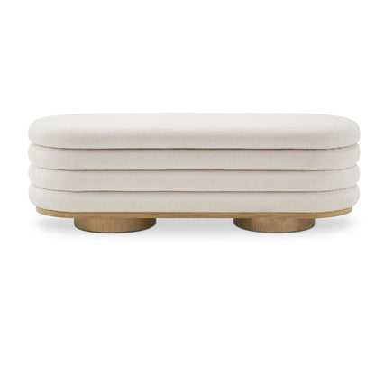 Modern Minimalist Oval Sherpa Fabric Solid Wood Sponge Footstool For Living Room
