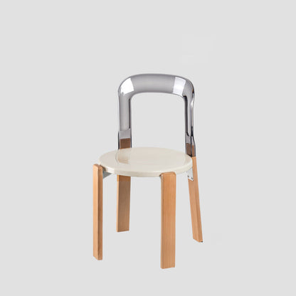 Modern Minimalist Round Seat Solid Wood Plastic Dining Chair Backrest For Dining Room