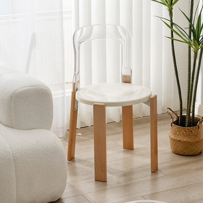Modern Minimalist Round Seat Solid Wood Plastic Dining Chair Backrest For Dining Room
