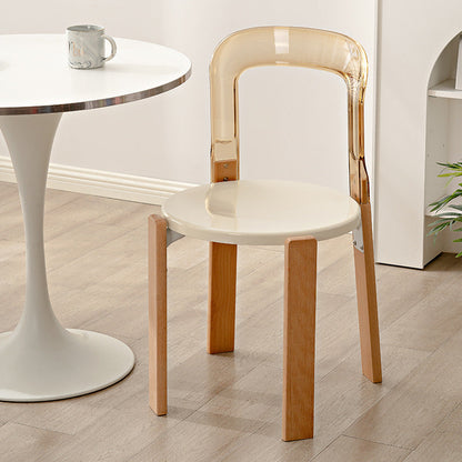 Modern Minimalist Round Seat Solid Wood Plastic Dining Chair Backrest For Dining Room