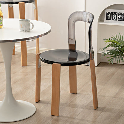 Modern Minimalist Round Seat Solid Wood Plastic Dining Chair Backrest For Dining Room