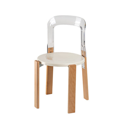 Modern Minimalist Round Seat Solid Wood Plastic Dining Chair Backrest For Dining Room