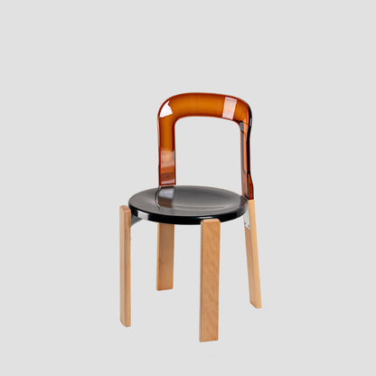 Modern Minimalist Round Seat Solid Wood Plastic Dining Chair Backrest For Dining Room
