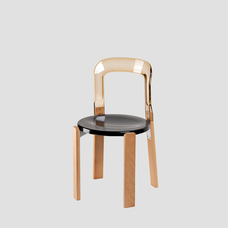 Modern Minimalist Round Seat Solid Wood Plastic Dining Chair Backrest For Dining Room