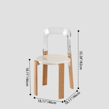 Modern Minimalist Round Seat Solid Wood Plastic Dining Chair Backrest For Dining Room