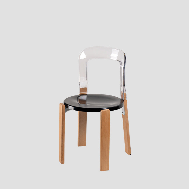 Modern Minimalist Round Seat Solid Wood Plastic Dining Chair Backrest For Dining Room