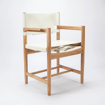 Traditional Vintage Rectangular Seat Solid Wood Saddle Leather Dining Chair Backrest For Dining Room