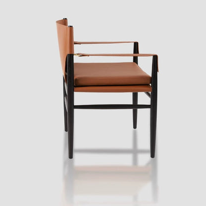 Modern Minimalist Square Seat Cushion Solid Wood Saddle Leather Sponge Dining Chair Backrest Armrest For Dining Room