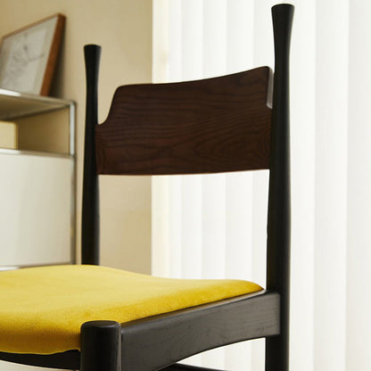 Traditional Vintage Square Cushion Solid Wood Velvet Sponge Dining Chair Backrest For Dining Room