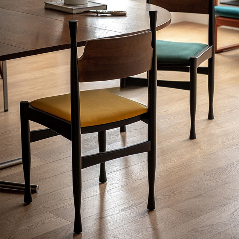 Traditional Vintage Square Cushion Solid Wood Velvet Sponge Dining Chair Backrest For Dining Room