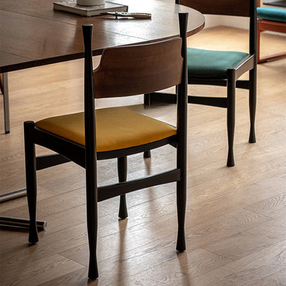 Traditional Vintage Square Cushion Solid Wood Velvet Sponge Dining Chair Backrest For Dining Room