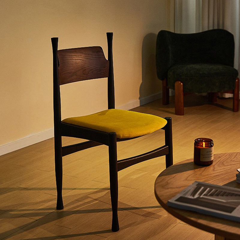 Traditional Vintage Square Cushion Solid Wood Velvet Sponge Dining Chair Backrest For Dining Room