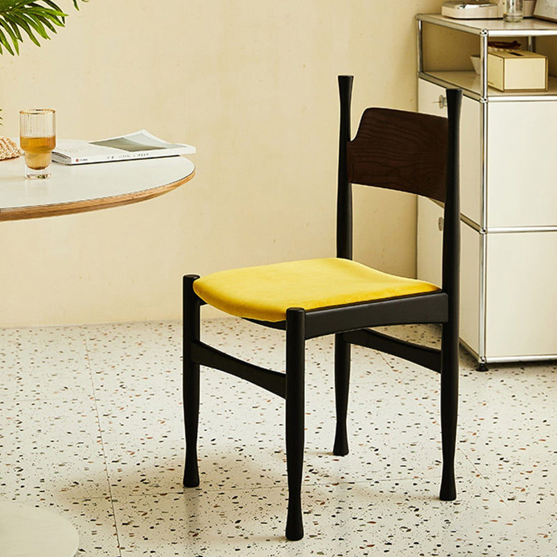 Traditional Vintage Square Cushion Solid Wood Velvet Sponge Dining Chair Backrest For Dining Room