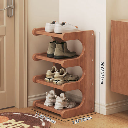 Modern Minimalist Rectangular Bamboo Medium Density Fiberboard Shoe Storage 2/3/4/5-Tier For Living Room