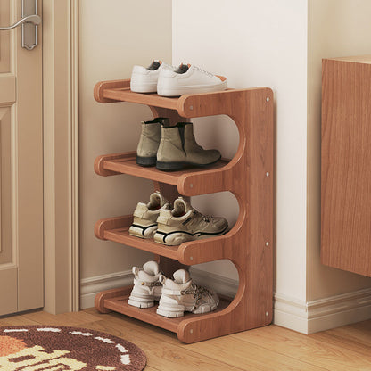 Modern Minimalist Rectangular Bamboo Medium Density Fiberboard Shoe Storage 2/3/4/5-Tier For Living Room