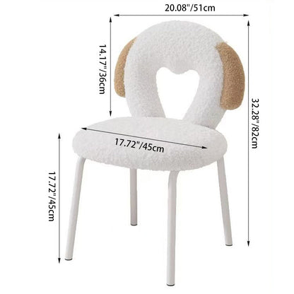 Modern Minimalist Oval Cushion Sherpa Fabric Sponge Iron Vanity Stool Backrest For Bedroom