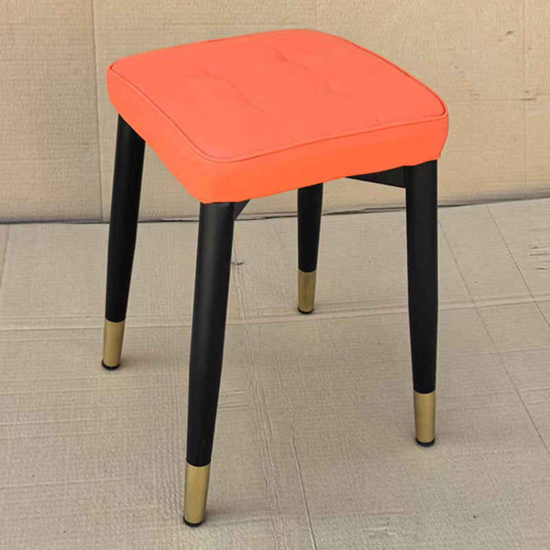Modern Minimalist Square Carbon Steel Synthetic Fabric Nappa Leather Sponge Dining Chair For Dining Room