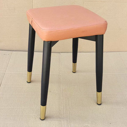 Modern Minimalist Square Carbon Steel Synthetic Fabric Nappa Leather Sponge Dining Chair For Dining Room