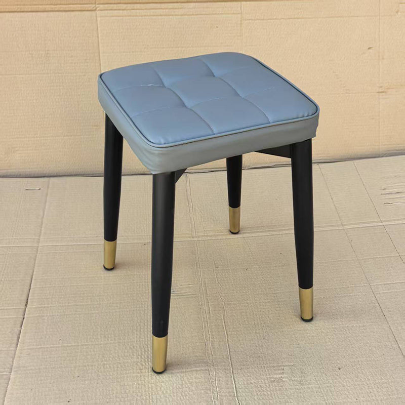 Modern Minimalist Square Carbon Steel Synthetic Fabric Nappa Leather Sponge Dining Chair For Dining Room