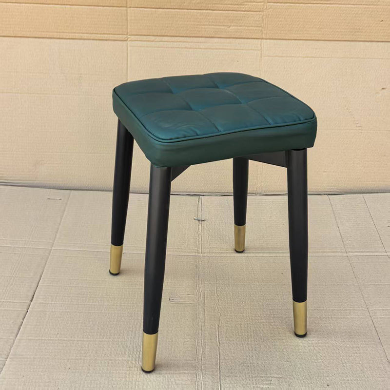 Modern Minimalist Square Carbon Steel Synthetic Fabric Nappa Leather Sponge Dining Chair For Dining Room