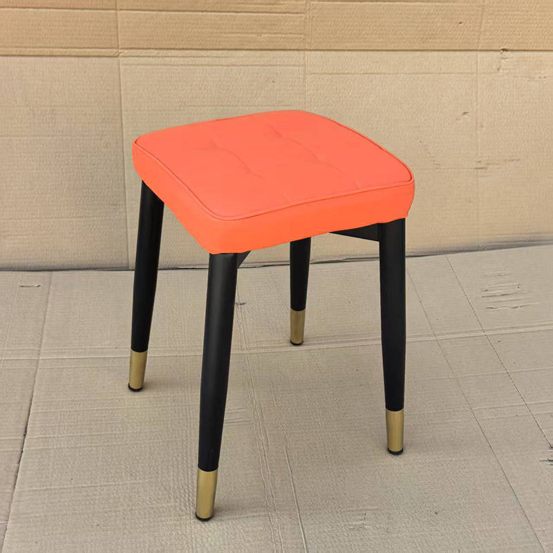 Modern Minimalist Square Carbon Steel Synthetic Fabric Nappa Leather Sponge Dining Chair For Dining Room