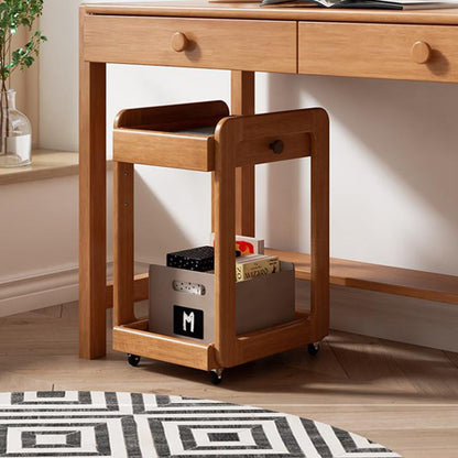 Modern Minimalist Rectangular Solid Wood End Table 2-Tier Movable For Living Room