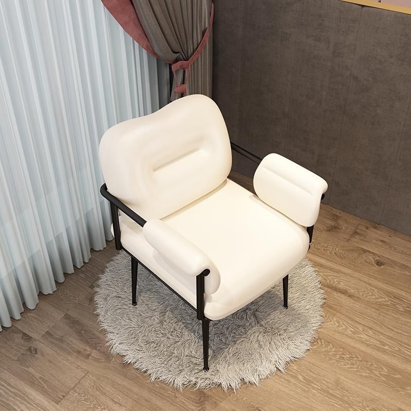 Modern Minimalist Rectangular Synthetic Leather Carbon Steel Sponge Vanity Stool Backrest Armrest For Bedroom