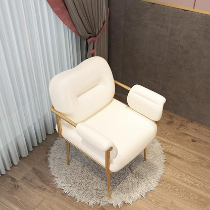 Modern Minimalist Rectangular Synthetic Leather Carbon Steel Sponge Vanity Stool Backrest Armrest For Bedroom