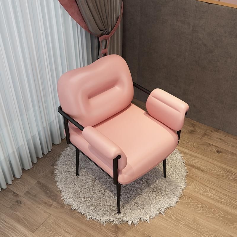 Modern Minimalist Rectangular Synthetic Leather Carbon Steel Sponge Vanity Stool Backrest Armrest For Bedroom
