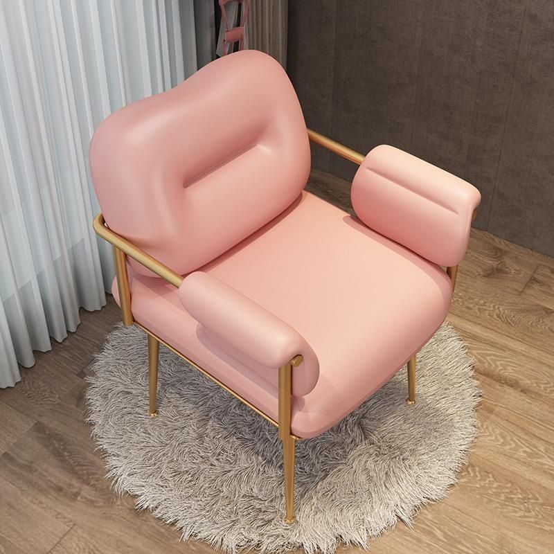 Modern Minimalist Rectangular Synthetic Leather Carbon Steel Sponge Vanity Stool Backrest Armrest For Bedroom